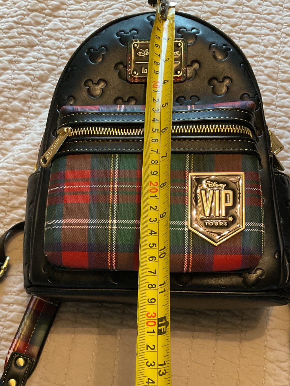 Loungefly Disney Parks Black Mini Backpack VIP Tours Plaid - Picture 12 of 13